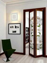 Двери гармошка с витражным декором Самара